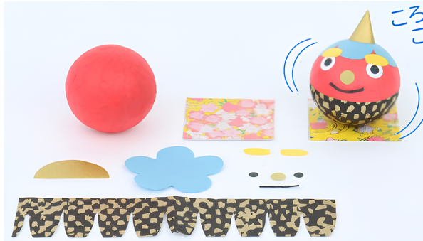 和紙 紅鬼 不倒翁DIY套裝(附指引圖)| Washi Korokoro Red Oni Craft Kit