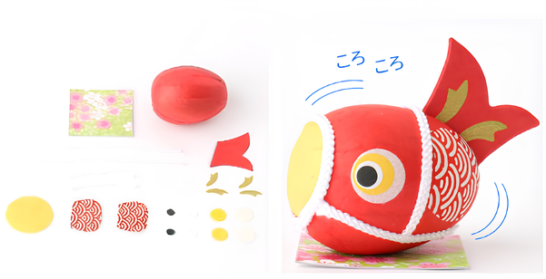 和紙紅鯉魚不倒翁DIY套裝(附指引圖)| Washi Korokoro Red Carp Streamer Craft Kit