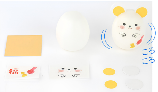和紙十二生肖- 鼠 不倒翁DIY套裝（附指引圖）| Washi Korokoro Zodiac Rat Craft Kit
