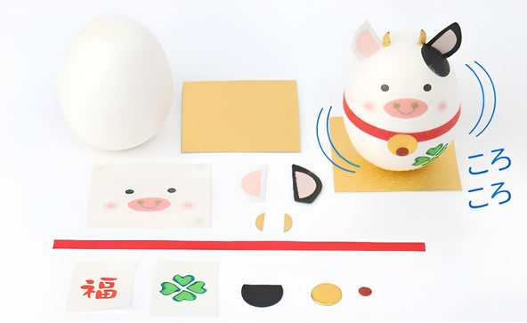 和紙十二生肖- 牛 不倒翁DIY套裝（附指引圖）| Washi Korokoro Zodiac Ox Craft Kit