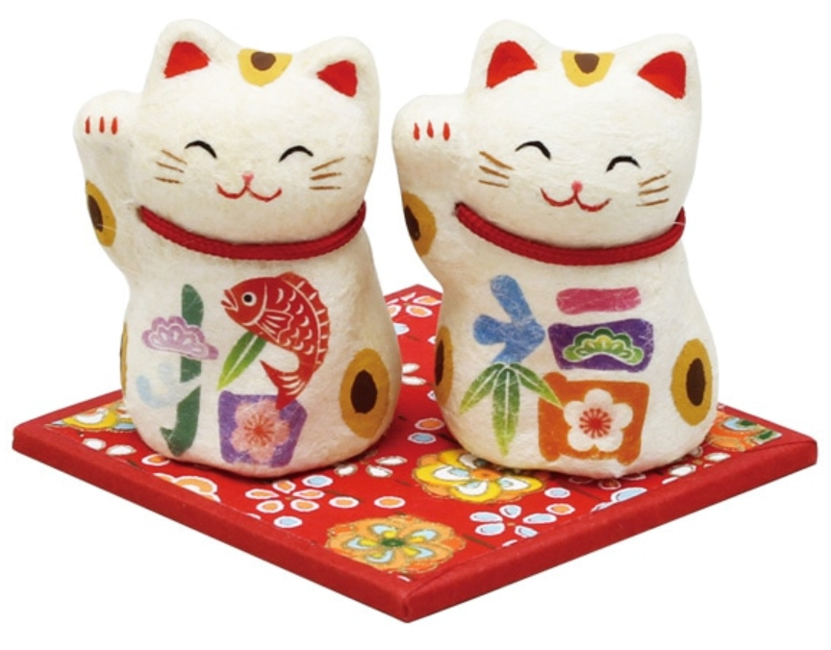RYUKODO 彩繪招福和紙招財貓（迷你）| Ryukodo Washi Bring Lucky Cat (Mini)