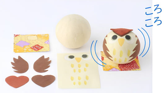 和紙貓頭鷹不倒翁DIY套裝（附指引圖）| Washi Korokoro Owl Craft Kit