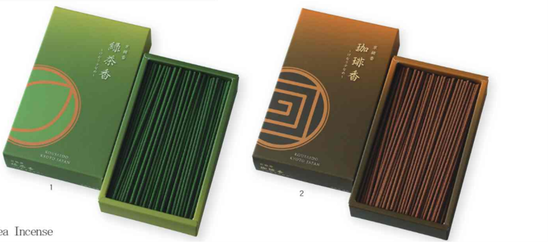 【香彩堂】京線香 緑茶香 / 珈琲香 ～けむり少なめ～ | Kyoto Incense Green Tea / Coffee ~ Less Smoke