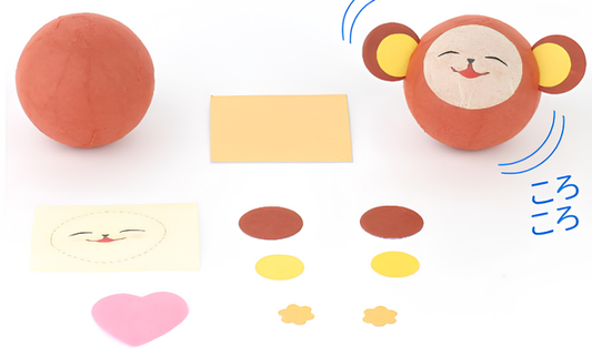 和紙十二生肖- 猴 不倒翁DIY套裝（附指引圖）| Washi Korokoro Zodiac Monkey Craft Kit