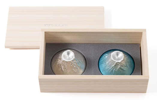Sake Cup Set - FUJIYMAM and FUJIYMAM Sky Blue in Paulownia Box