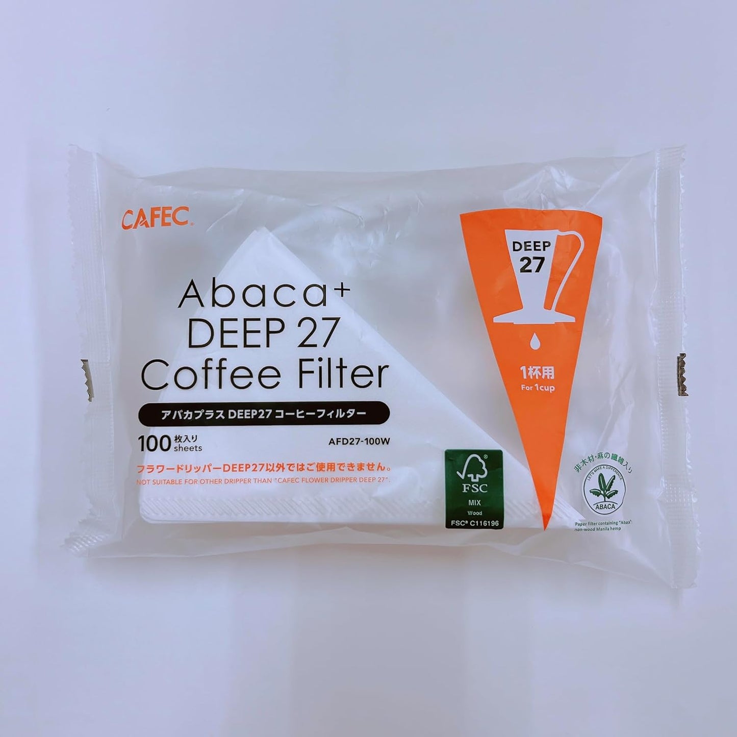 【CafeC】CafeC Abaca+ Deep 27手沖咖啡專用濾紙100張 AFD27-100W | Abaca+ DEEP 27 Coffee Filter 100 Sheets AFD27-100W