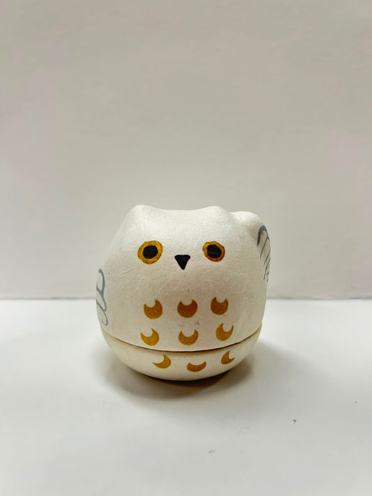 美濃和紙包陶瓷美濃招財貓頭鷹（中）| Mino Washi Wrapped Ceremic Lucky Owl (M)