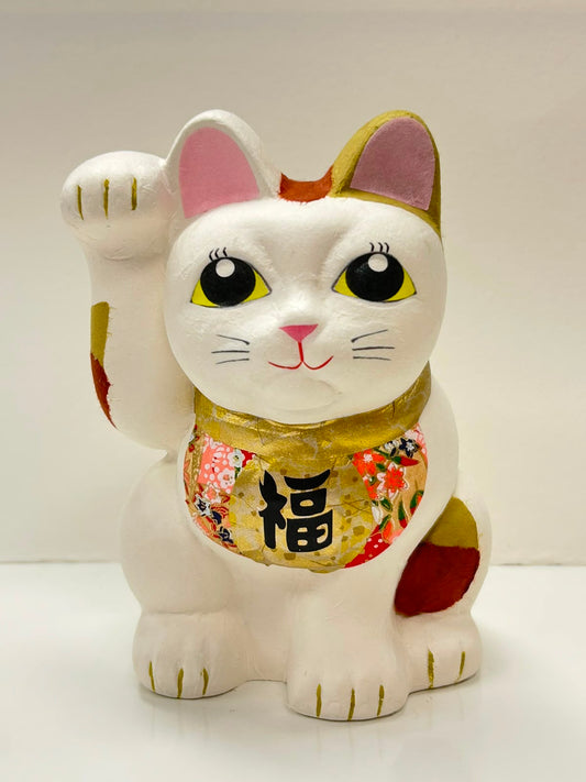 美濃和紙手貼包陶瓷人形招財貓（大）| Mino Washi Hand-Wrapped Ceremic Lucky Cat (L)