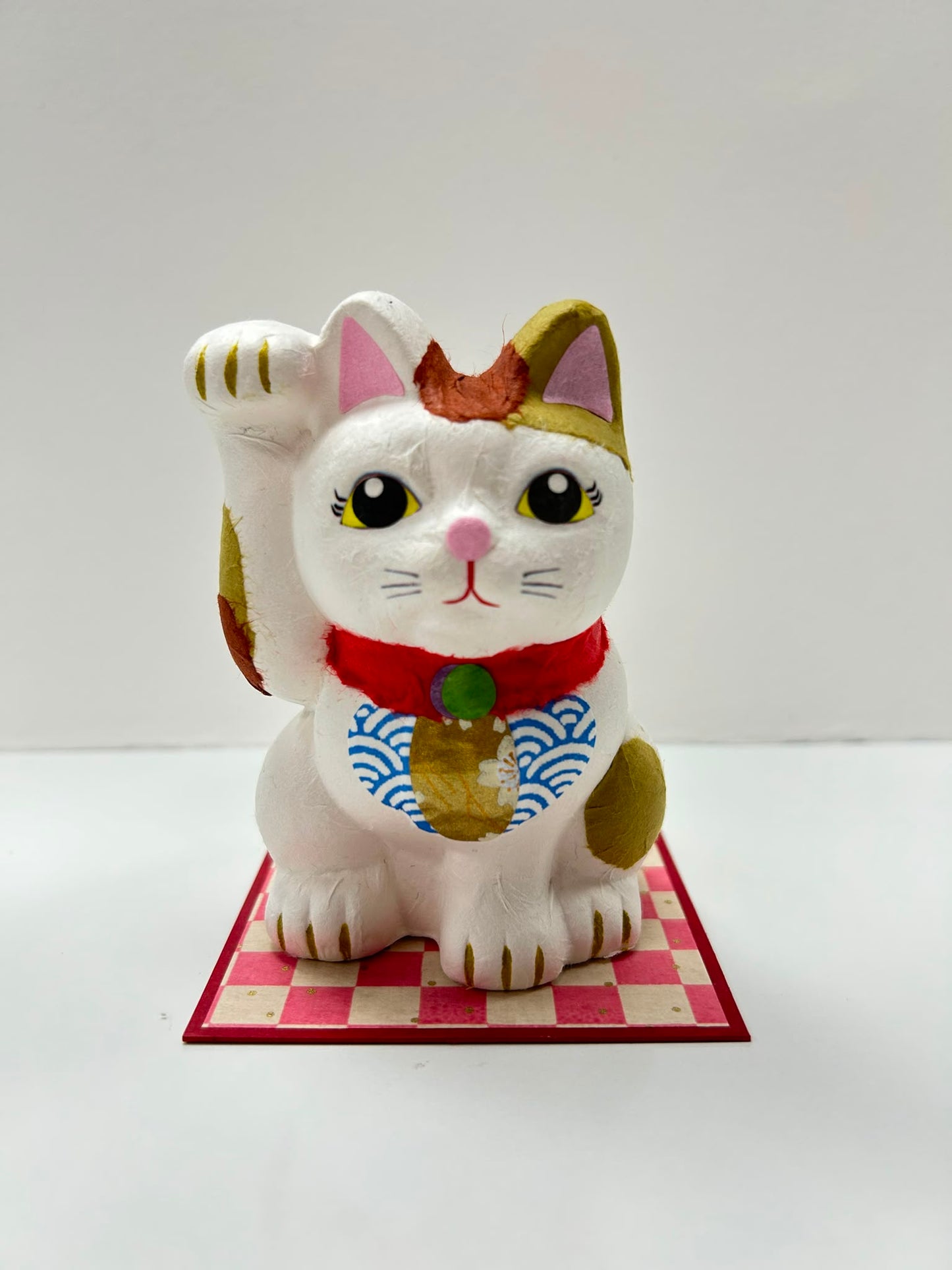 美濃和紙手貼陶瓷人形招財貓 | Mino Washi Paper Hand-Covered Ceramic Maneki Neko