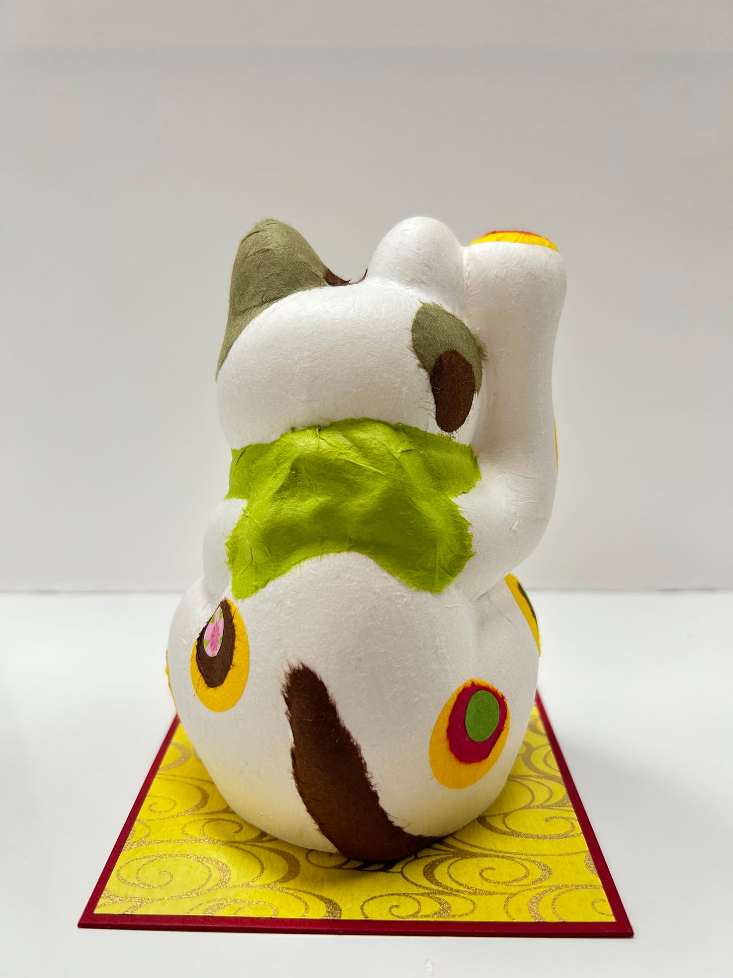 美濃和紙手貼陶瓷人形招財貓 (波點)| Mino Washi Paper Hand-Covered Ceramic Maneki Neko (Polca Dot))