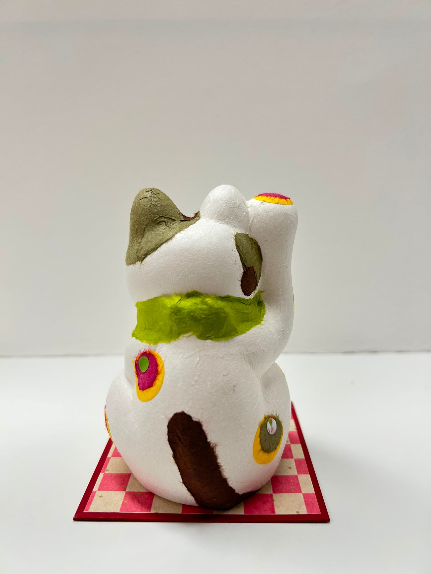 美濃和紙手貼陶瓷人形招財貓 (波點)| Mino Washi Paper Hand-Covered Ceramic Maneki Neko (Polca Dot))