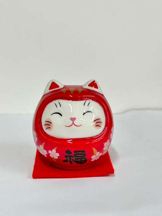 作舍 貓達摩(櫻赤福。小)  | Craftman House Cat Daruma (Sakura - Small)