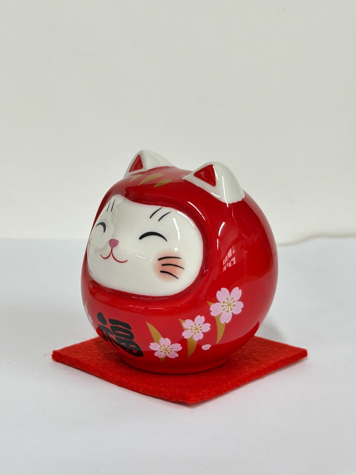 作舍 貓達摩(櫻赤福。小)  | Craftman House Cat Daruma (Sakura - Small)