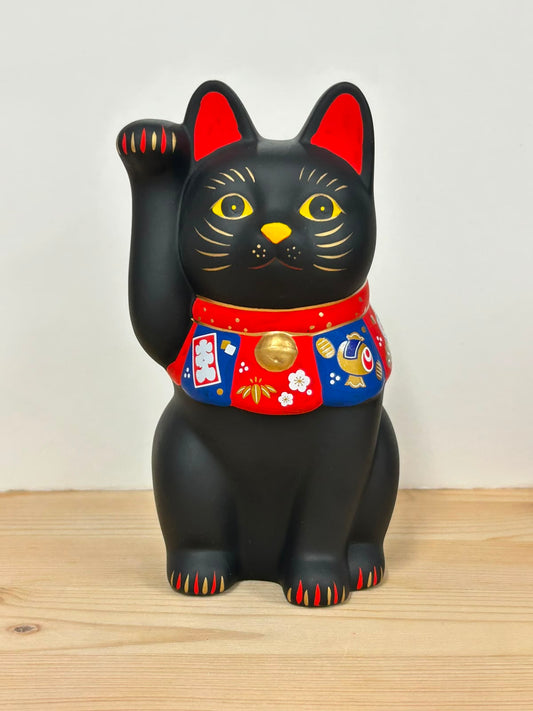 作舍 藥師山招財貓(黑色/大)  | Craftman House Fukuzukushi Manekineko (Black/Large)