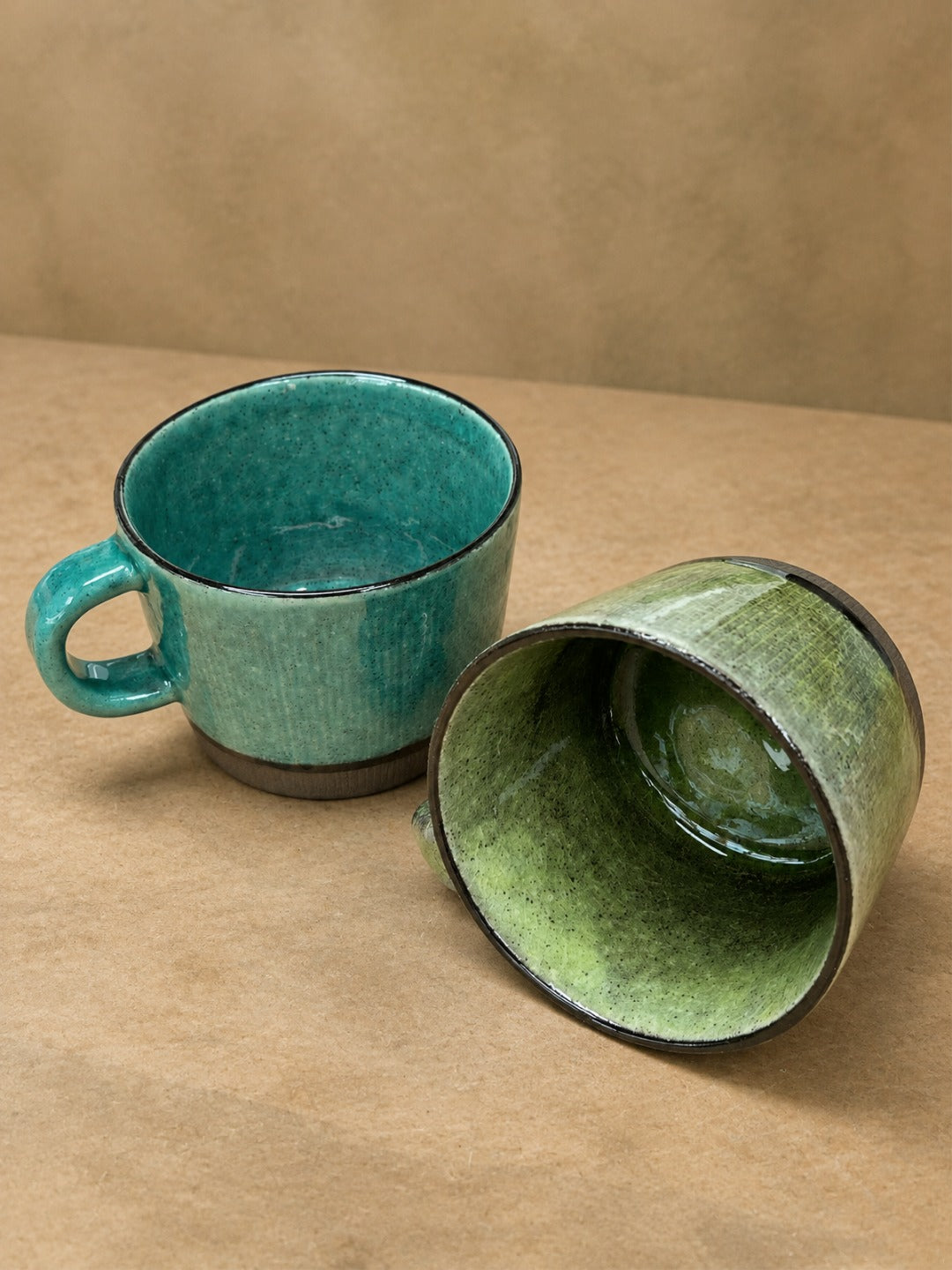 美濃燒 綠松石色/橄欖綠色馬克杯  | Mino Ware Turquoise / Olive Green Mug