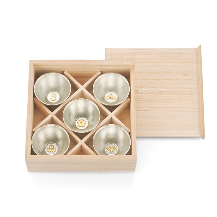 【能作NOUSAKU】能作清酒杯套裝- 5款幸運圖案系列 | Nousaku Sake Cup Set of 5 - Lucky Motif Series