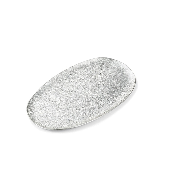 【能作NOUSAKU】橢圓小長盤 - 布紋/冰紋 | Nousaku Oval Plate - Cloth/ Cracked Ice
